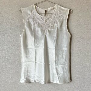 Vintage Escapades Tank Top Pearl Beaded Lace Trim Dainty Romantic